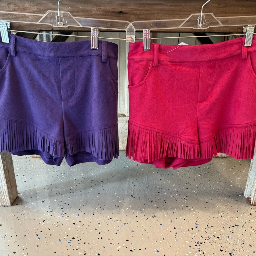 Purple and Pink Fringe Shorts